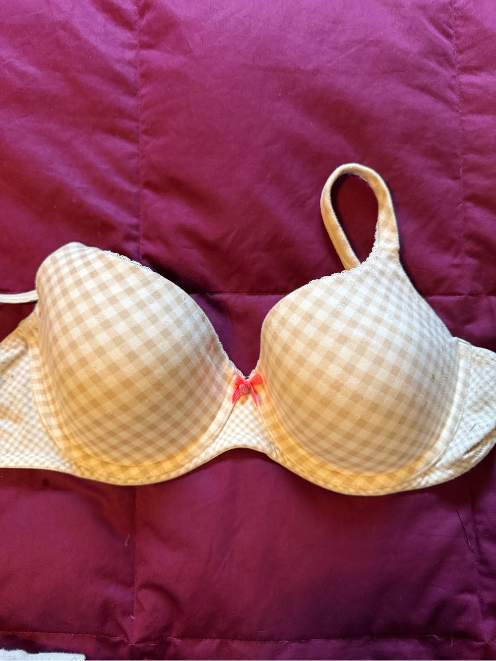 Victoria's Secret Beige Gingham Molded T-Shirt Bra